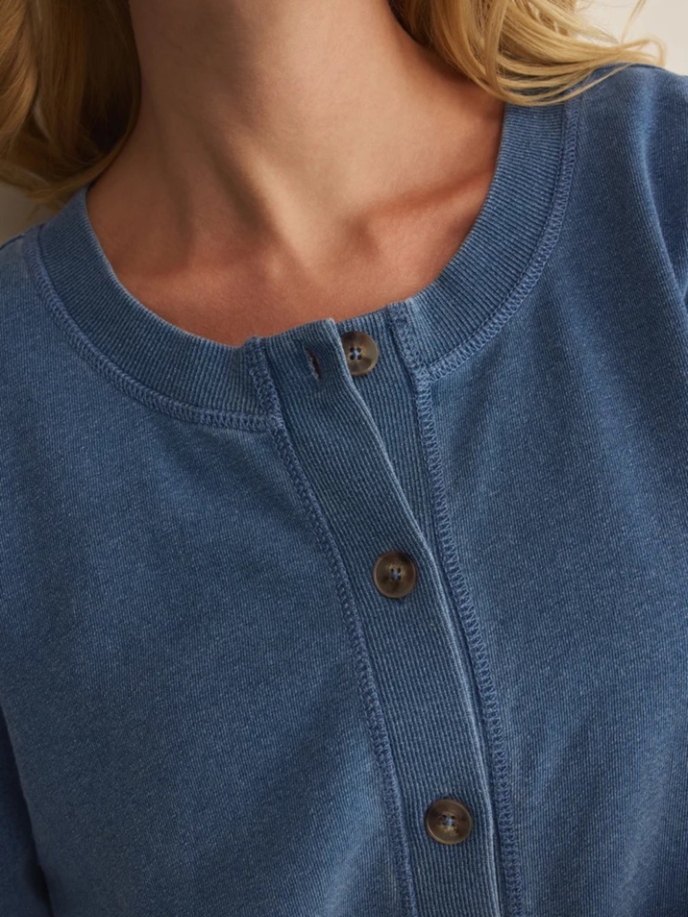 Z Supply Cardigan Top Daily Knit Denim Calypso Blue Indigo Vintage Blue Size L - Picture 9 of 9